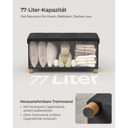 B�nk med kiste - siddeb�nk med opbevaring 38 x 76 x 40 - sort