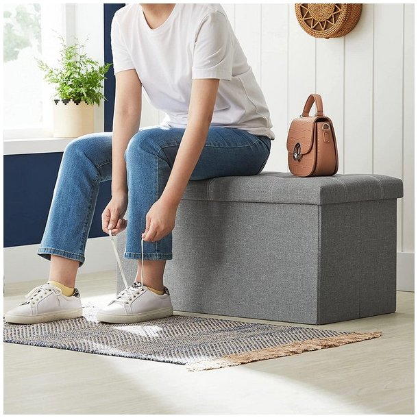 B�nk med kiste - siddeb�nk med opbevaring 76 x 38 x 38 - lysegr�