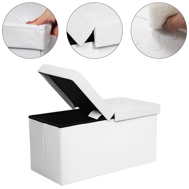 Entreb�nk - siddeb�nk med kiste 76 x 38 x 38 - hvid kunstl�der