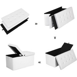 Entreb�nk - siddeb�nk med kiste 76 x 38 x 38 - hvid kunstl�der