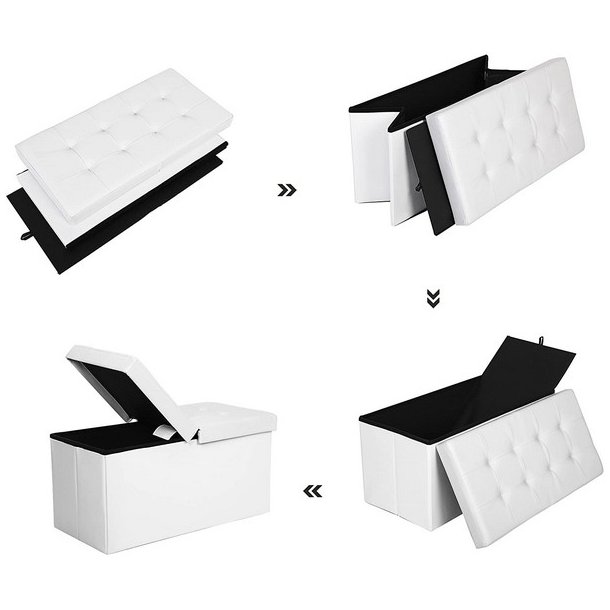 Entreb�nk - siddeb�nk med kiste 76 x 38 x 38 - hvid kunstl�der