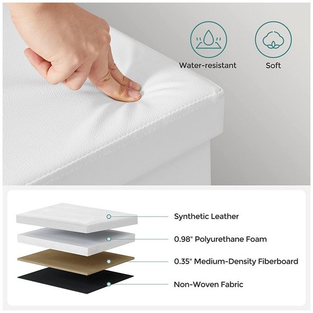 Entreb�nk - siddeb�nk med kiste 110 x 38 x 38 - hvid kunstl�der