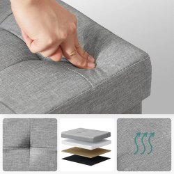 Entreb�nk - siddeb�nk med kiste 110 x 38 x 38 - lysegr� stof
