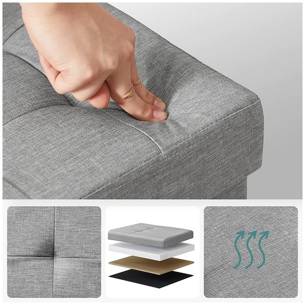 Entreb�nk - siddeb�nk med kiste 110 x 38 x 38 - lysegr� stof