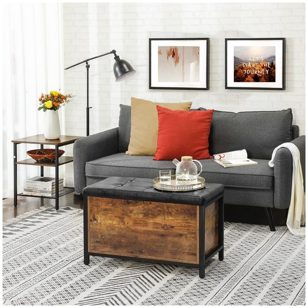 Siddeb�nk med opbevaringskiste - b�nk 80 x 40 x 50 - brun/sort