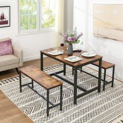 B�nke i industrielt design - 2 b�nke - rustik brun 108x32,5x50