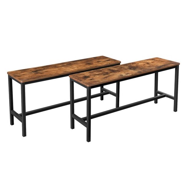 B�nke i industrielt design - 2 b�nke - rustik brun 108x32,5x50