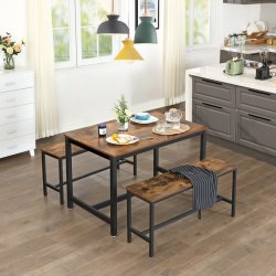 B�nke i industrielt design - 2 b�nke - rustik brun 108x32,5x50