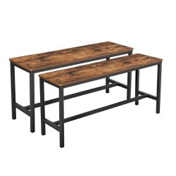 B�nke i industrielt design - 2 b�nke - rustik brun 108x32,5x50