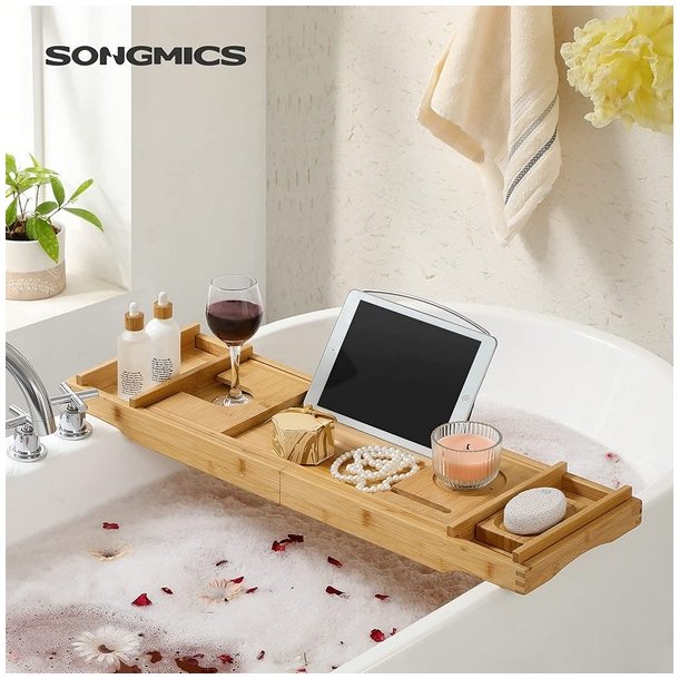 Bakke til badekar - udtrkkelig badekarshylde - bambus 75-109 cm