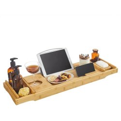 Bakke til badekar - udtrkkelig badekarshylde - bambus 75-109 cm