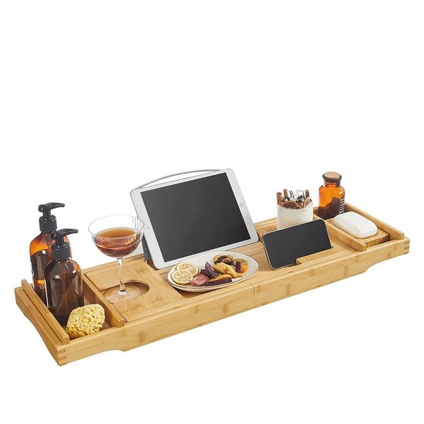 Bakke til badekar - udtrkkelig badekarshylde - bambus 75-109 cm