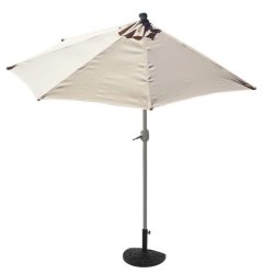 Halvrund parasol med fod - balkonparasol - creme 270 x 135 cm