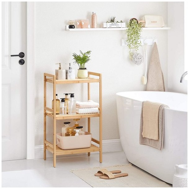 Badev�relsesreol med 3 hylder - bambus reol - 45 x 31,5 x 80