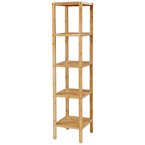 Badevrelsesreol med 5 hylder - bambus reol - 146 x 33 x 33