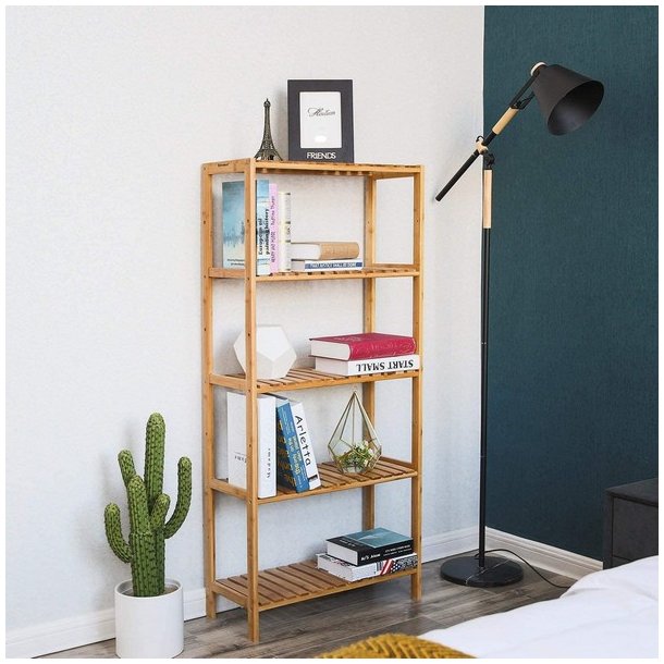 Badevrelsesreol med 5 hylder - bambus reol - 130 x 60 x 26