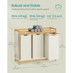 Vasket�jskurve med 3 rum - 3 vasket�jsposer - creme hvid