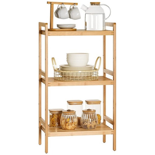 Badev�relsesreol med 3 hylder - bambus reol - 45 x 31,5 x 80