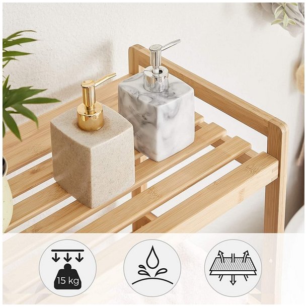 Badev�relsesreol med 3 hylder - bambus reol - 45 x 31,5 x 80