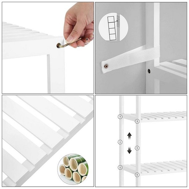 Badev�relsesreol med 5 hylder - bambus reol - 130 x 60 x 26