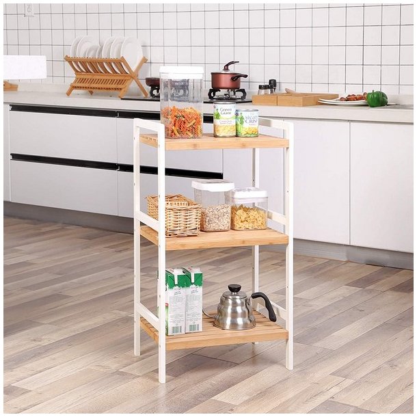 Badev�relsesreol med 3 hylder - bambus reol - 45 x 31,5 x 80