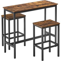 Barbord med 2 skamler - h�jbord med 2 barstole - rustik brun