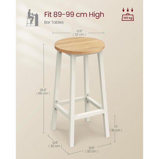 Barstol i industrielt design - st med 2 barstole - eg brun