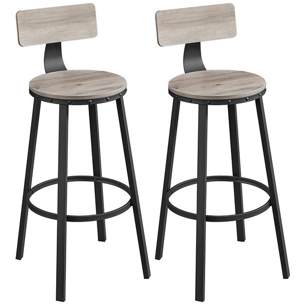 Barstol i industrielt design - st med 2 barstole - gr beige