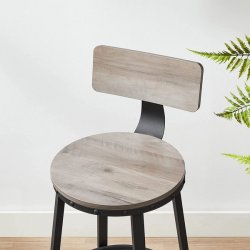 Barstol i industrielt design - st med 2 barstole - gr beige