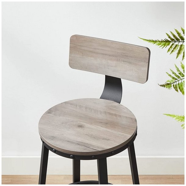 Barstol i industrielt design - st med 2 barstole - gr beige