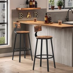 Barstol i industrielt design - st med 2 barstole - rustik brun