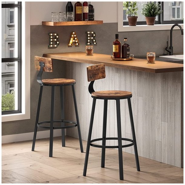 Barstol i industrielt design - st med 2 barstole - rustik brun