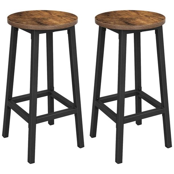 Barstol i industrielt design - st med 2 barstole - rustik brun