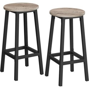 Barstol i industrielt design - s�t med 2 barstole - gr� beige