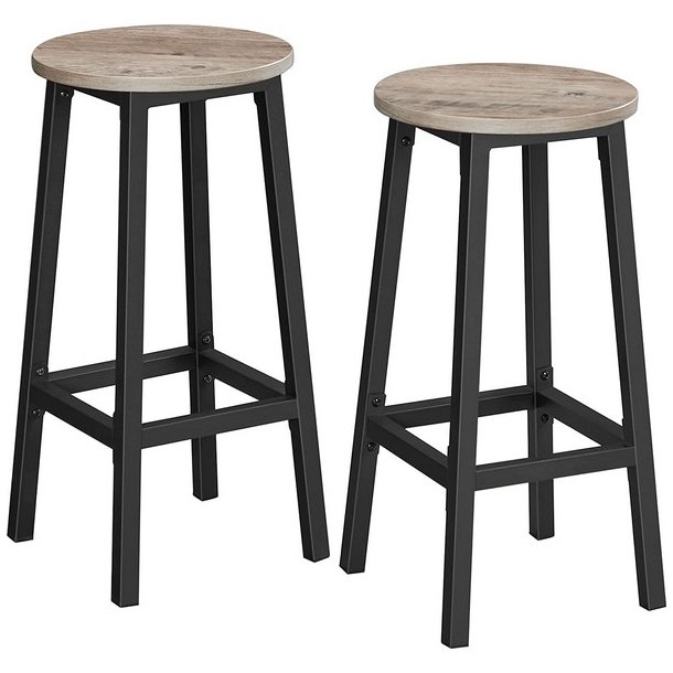 Barstol i industrielt design - s�t med 2 barstole - gr� beige