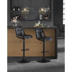 Barstole st af 2 - hje stole med rygln og fodsttte - sort