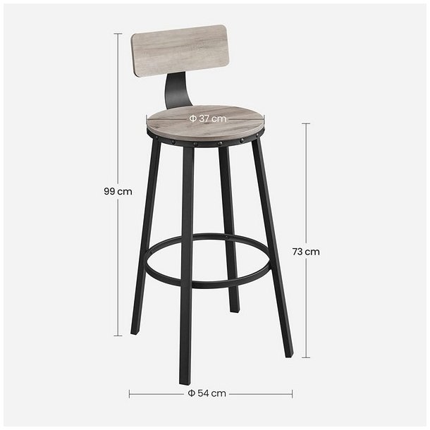 Barstol i industrielt design - st med 2 barstole - gr beige