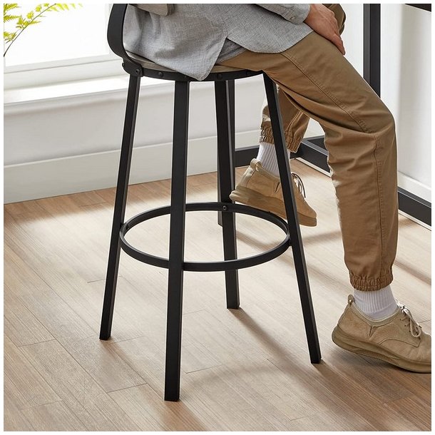 Barstol i industrielt design - st med 2 barstole - gr beige