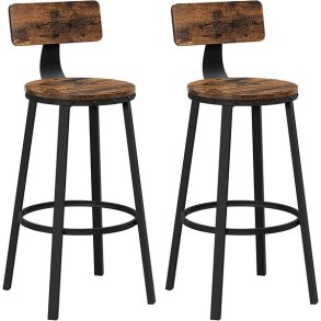 Barstol i industrielt design - s�t med 2 barstole - rustik brun