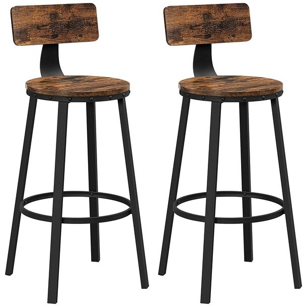 Barstol i industrielt design - st med 2 barstole - rustik brun