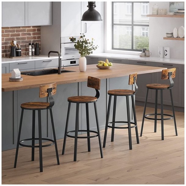 Barstol i industrielt design - st med 2 barstole - rustik brun