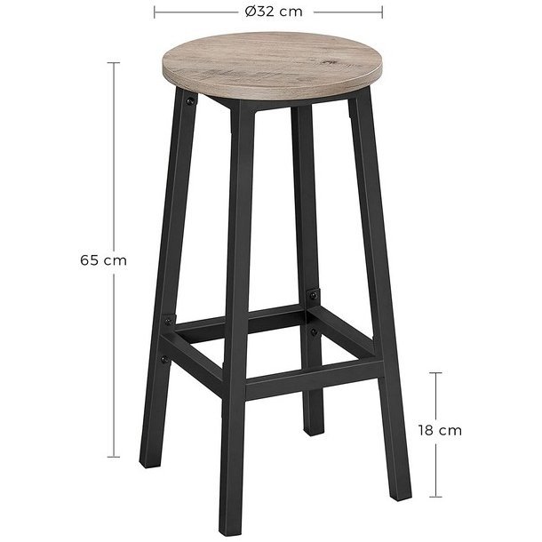 Barstol i industrielt design - s�t med 2 barstole - gr� beige