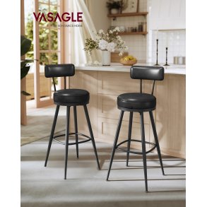 Barstol med kunstl�der - s�t med 2 - s�deh�jde 76 cm - sort