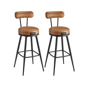 Barstol med kunstl�der - s�t med 2 - s�deh�jde 76 cm - brun