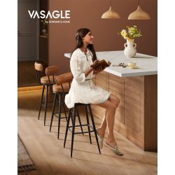 Barstol med kunstl�der - s�t med 2 - s�deh�jde 76 cm - brun