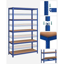 St�lreol med 5 hylder - lagerreol - bl� reol 200 x 120 x 60