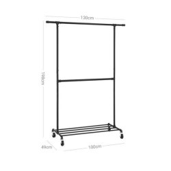 T�jstativ med t�jst�nger - garderobestativ p� hjul til 110 kg