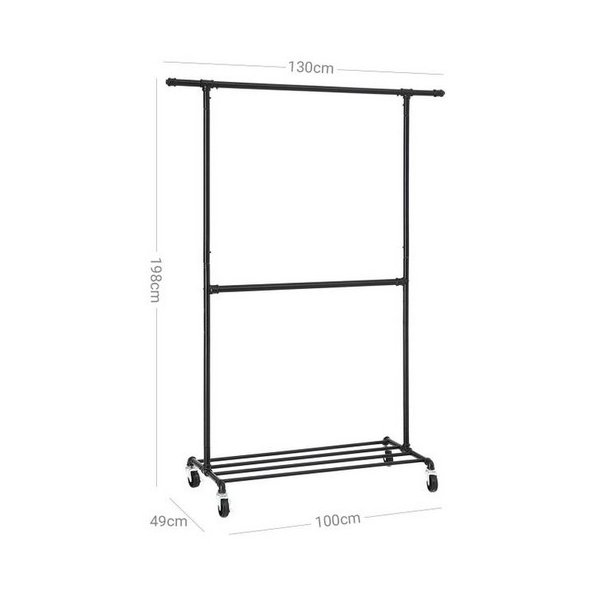 T�jstativ med t�jst�nger - garderobestativ p� hjul til 110 kg