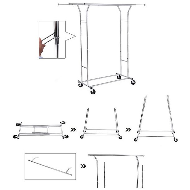 T�jstativ - justerbart p� hjul med dobbelt t�jstang/b�jlestang