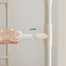 Garderobestativ - tjstativ med hylde og dobbelt tjstang - hvid